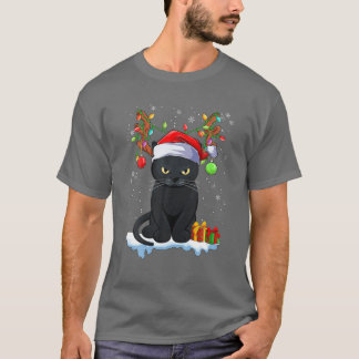 Kerstmis, zwarte kat, rennige Antlers Funny Xmas T-shirt