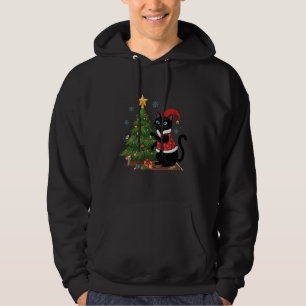 Kerstmis Zwarte Kat Sinterklaas Hoed Boom Muis Hoodie
