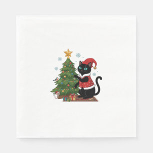 Kerstmis Zwarte Kat Sinterklaas Hoed Boom Muis Servet