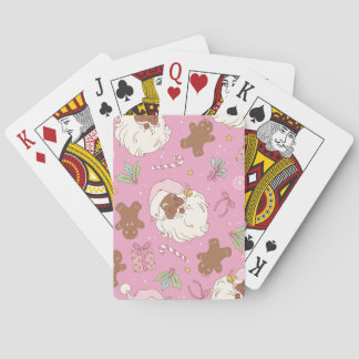 Kerstmis Zwarte Kerstman Pastel Roze Pokerkaarten