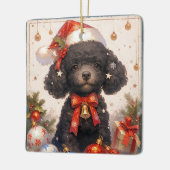 Kerstmis zwarte poedel hond keramisch ornament (Links)