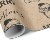 Kerstmis  zwarte witte kraft kerstkerstkerstman cadeaupapier (Rol Hoek)