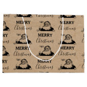 Kerstmis zwarte witte kraft kerstkerstkerstman groot cadeauzakje (Achterkant)