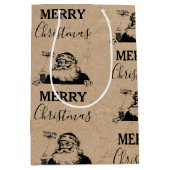 Kerstmis  zwarte witte kraft kerstkerstkerstman medium cadeauzakje (Voorkant)