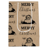 Kerstmis  zwarte witte kraft kerstkerstkerstman medium cadeauzakje (Achterkant)