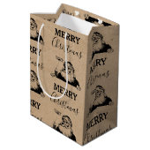 Kerstmis  zwarte witte kraft kerstkerstkerstman medium cadeauzakje (Achterkant Gekanteld)