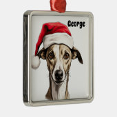 KERSTMIS ZWEEPHOND MET KERSTMUTS METALEN ORNAMENT (Rechts)