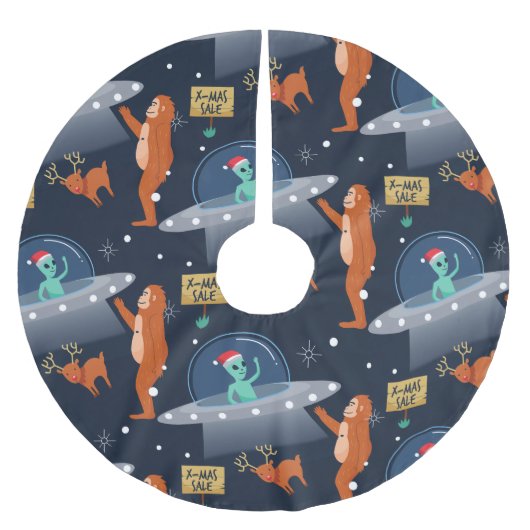 Kerstmisalien Yeti Sasquatch Bigfoot Kerstboom Rok (Voorkant)