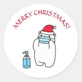 KERSTMISBEERMASKER EN SANTA-HOED RONDE STICKER