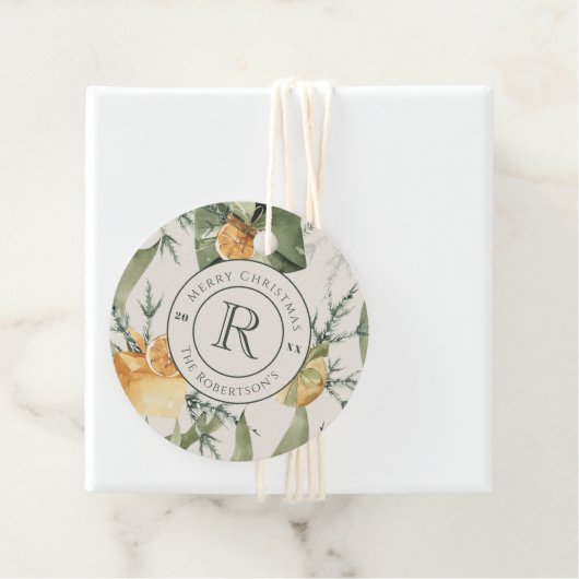 Kerstmiselegantie: Waterverf Monogram Custom Bedankjes Labels (In situ)