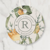 Kerstmiselegantie: Waterverf Monogram Custom Bedankjes Labels (Voorkant)