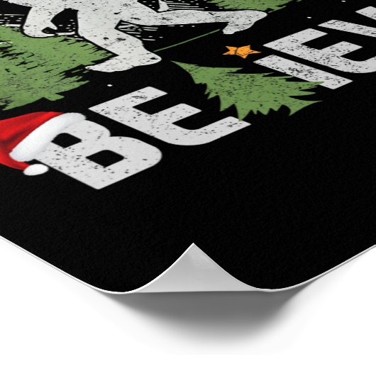 Kerstmisgeloof Bigfoot Funny Xmas Tree voor Mannen Poster (Hoek)