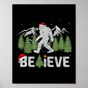 Kerstmisgeloof Bigfoot Funny Xmas Tree voor Mannen Poster