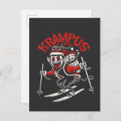 Kerstmisgras van Krampus Kerstduivel Aankondigingskaart (Voorkant / Achterkant)