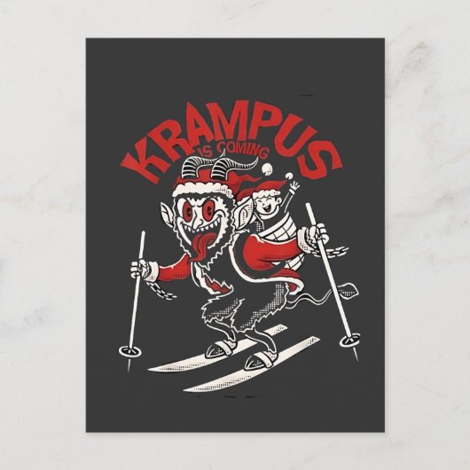 Kerstmisgras van Krampus Kerstduivel Aankondigingskaart (Voorkant)