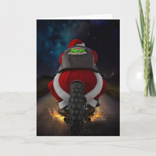 KERSTMISKAART MET SANTA CLAUS OP MOTOR KAART
