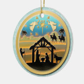 Kerstmiskerststal Baby Jesus in Manger Scene Keramisch Ornament (Links)