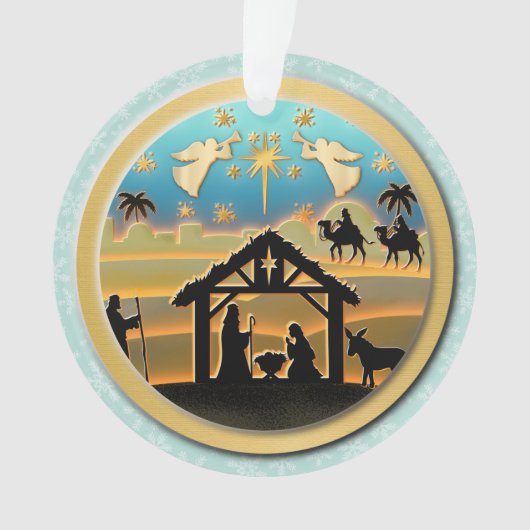 Kerstmiskerststal Baby Jesus in Manger Scene Ornament (voorkant)