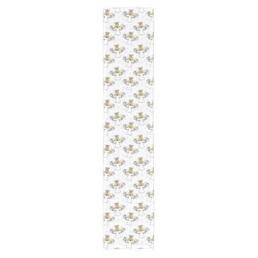 Kerstmiskerststal engelpatroon korte tafelloper (Voorkant)