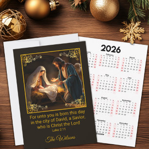 Kerstmiskerststal Heilige Familiekalender Feestdagenkaart