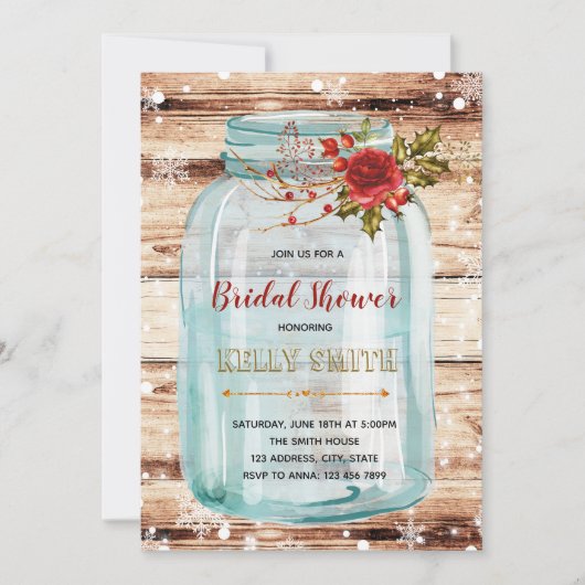 Kerstmismetselaar pot uitnodiging voor het feest (Voorkant)