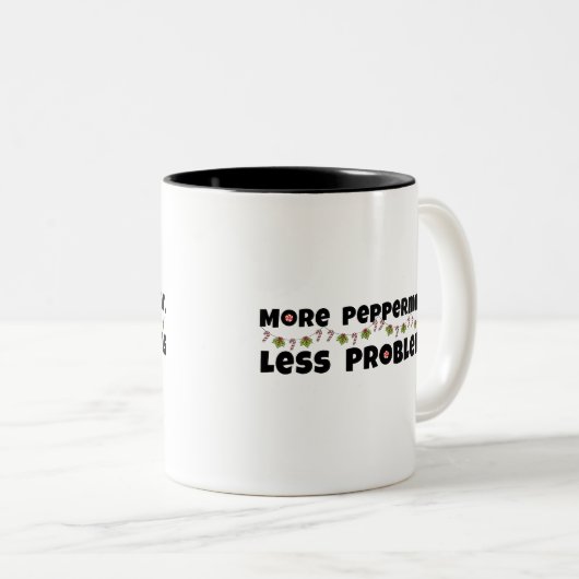 Kerstmisontwerp, meer pepermunt, minder problemen tweekleurige koffiemok (Voorkant rechts)
