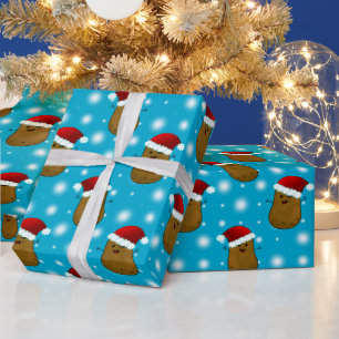 Kerstmispotatoes met Kerstmannenmutsen Cadeaupapier