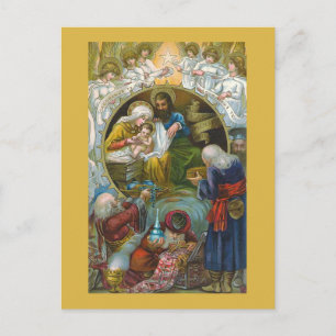 Kerstmisscène, het kerstfeest Briefkaart