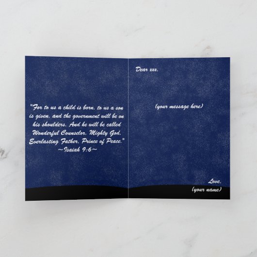 Kerstmisscène religieus kaart (Binnen)