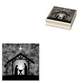 Kerstmisscène religieus 	rubberstempel (Gestempeld)