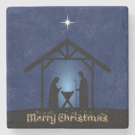 Kerstmisscène religieus stenen onderzetter