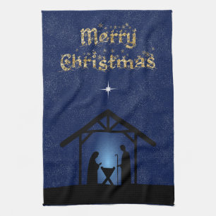 Kerstmisscène religieus theedoek