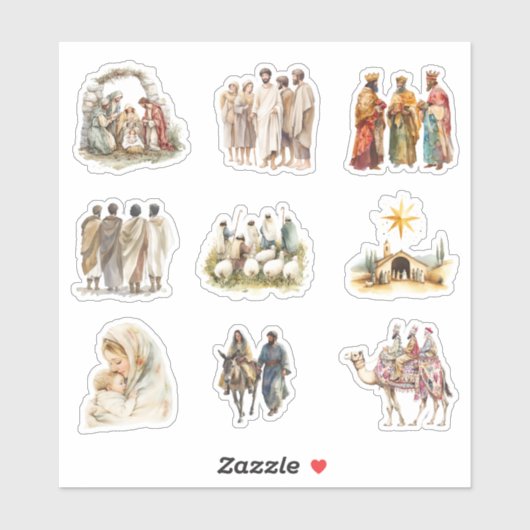 Kerstmisscène van Jezus Sticker (Vel)