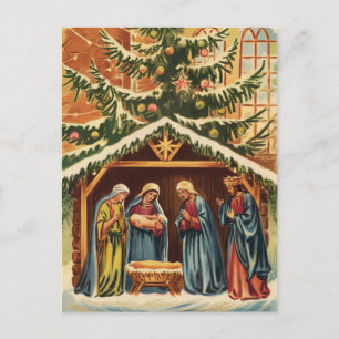 Kerstmisscène vintage briefkaart