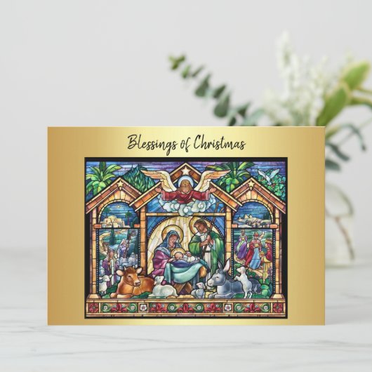 Kerstmisscène Zegeningen van Kerstmis Feestdagenkaart (Staand voorkant)