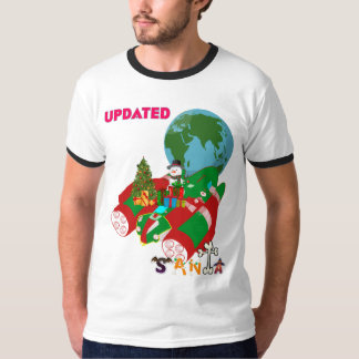 Kerstmisshirt ontwerp: 'Geüpdatete Kerstman'. T-shirt