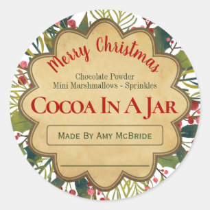 Kerstmistletoe vult cacao in een sar idee ronde sticker