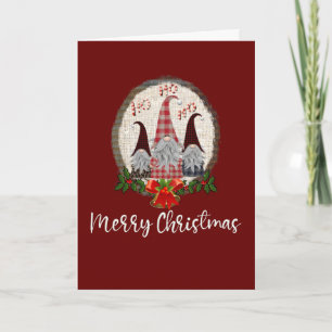 Kerstmnis Kabouters Rood, Rustiek, Geruit, Trendy Kaart