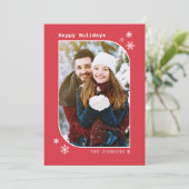 Kerstmoderne, minimale rood- en witte fotokaart feestdagenkaart (Staand voorkant)