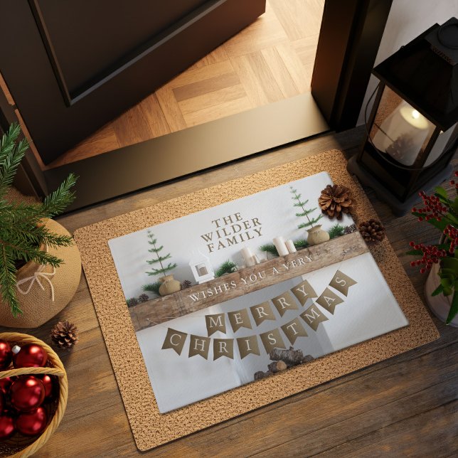 Kerstmoderne Scandi Familienaam Doormat Deurmat (A festive and fun doormat for the Holiday Season. Just add your name)