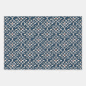 Kerstmoderne sneeuwvlokken en boomstructuur inpakpapier vel (Voorkant)