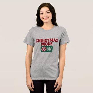Kerstmodus Aan Knop Grappige Gamer Vakantie Tri-Blend Shirt