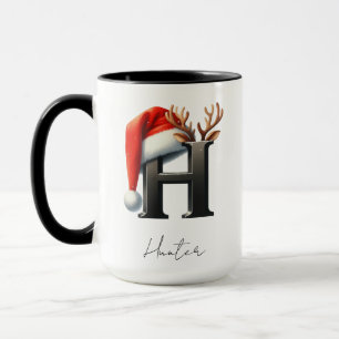 Kerstmok met letter H Gepersonaliseerde beker Mok