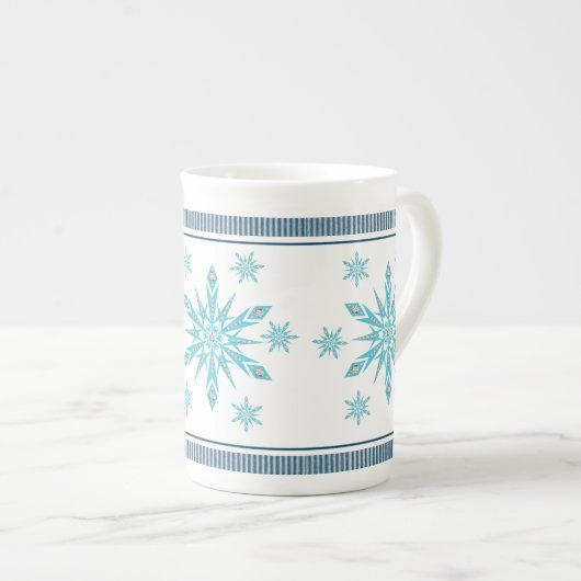 kerstMok, Snowflake Porselein Kop (Voorkant rechts)