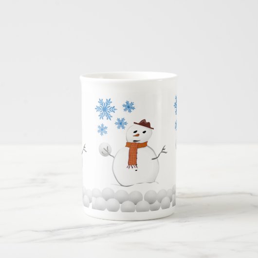 kerstMok Snowman Porselein Kop (Voorkant)