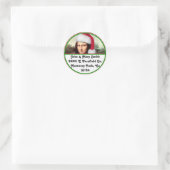 Kerstmona Lisa met kerstman Ronde Sticker (Tas)