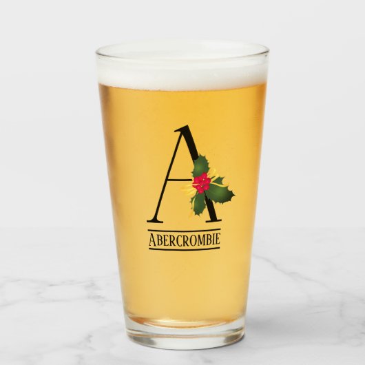kerstmonogram A Persoonlijke bier Glas (Voorkant gevuld)