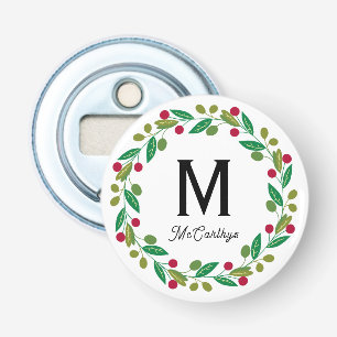 Kerstmonogram button flesopener