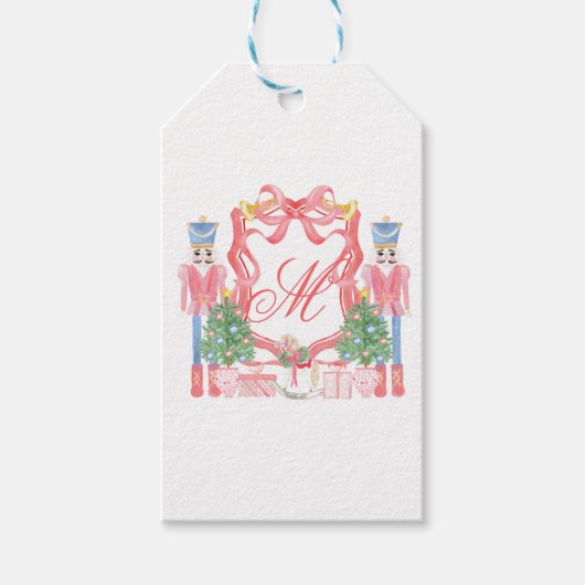 Kerstmonogram Crest Cadeaulabel (Voorkant)