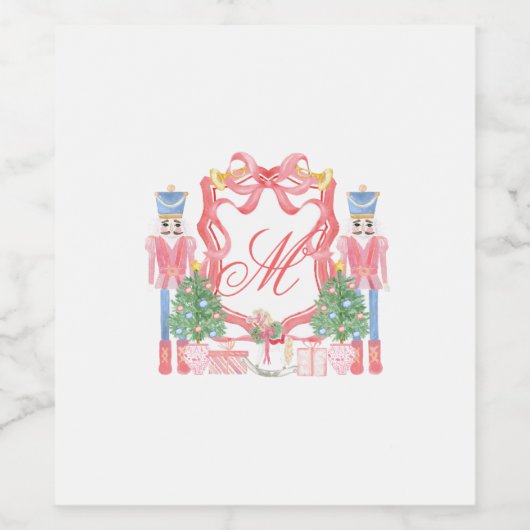 Kerstmonogram Crest Wijn Etiket (Enkel label)